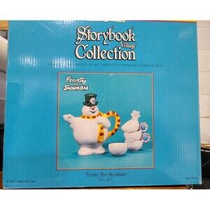 Vintage 2001 Dept 56 Storybook Village  FROSTY THE SNOWMAN TEA SET Christmas